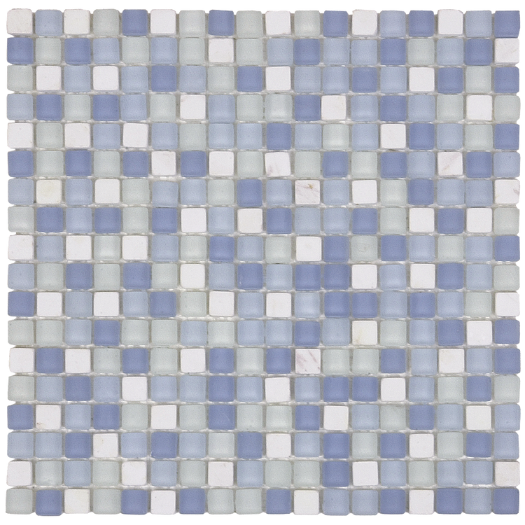 5/8 x 5/8 White / Blue Glass Mosaic