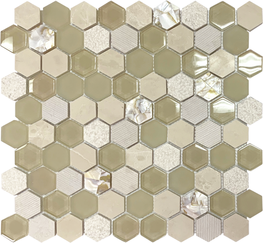 Hexagon Beige Mix Mosaic