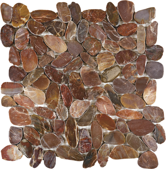 Brown Sliced Polished Pebble Intlocking