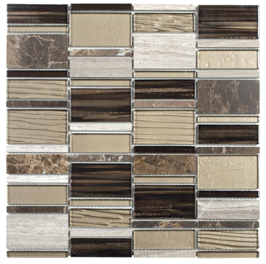 12x12 Beige Brown Mixed Rectangle Marble