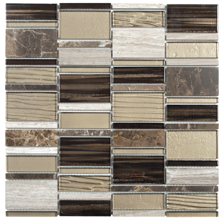 12x12 Beige Brown Mixed Rectangle Marble