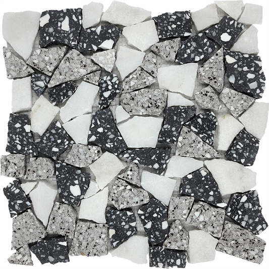 Opus White Grey Black Mix Terrazzo Mos