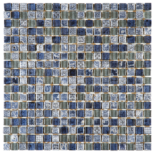 5/8x5/8 Blue Glass & Decor Mosaic