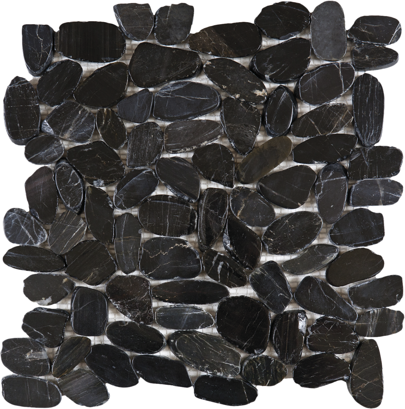 Black Sliced Polished Pebble Interlocking