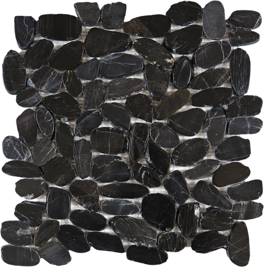 Black Sliced Polished Pebble Interlocking