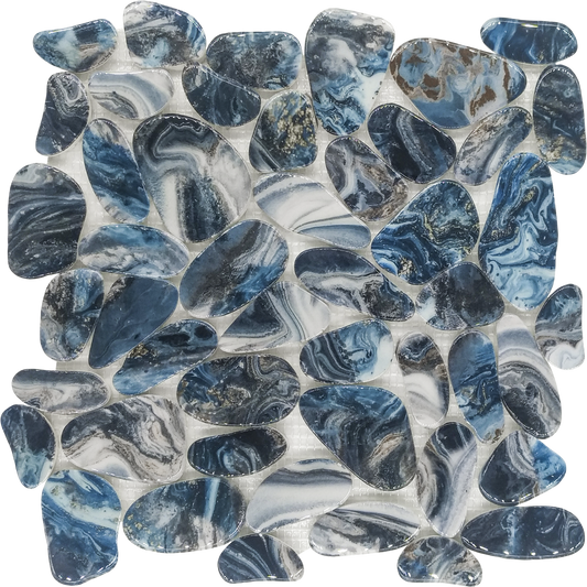 Random Pebble Grey Blue Mix Shiny