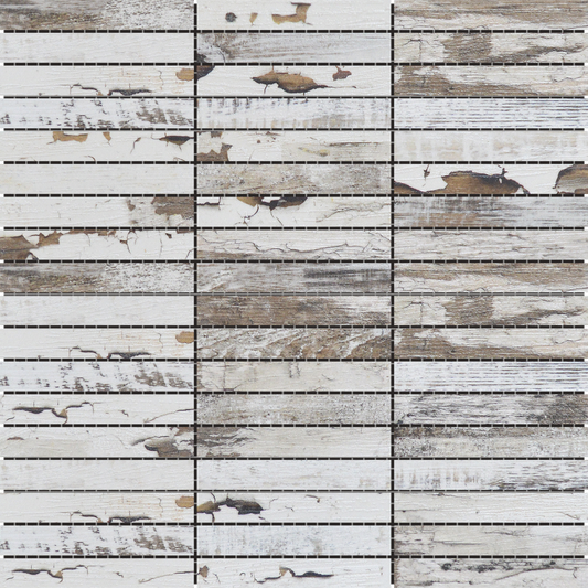 1x4 Rectangle Grey Wood Mix Mosaic