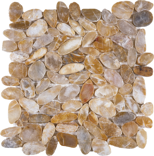 Beige Sliced Polished Pebble Interlocking