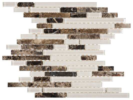 Brown Marble Beige Glass Baguette Interlock