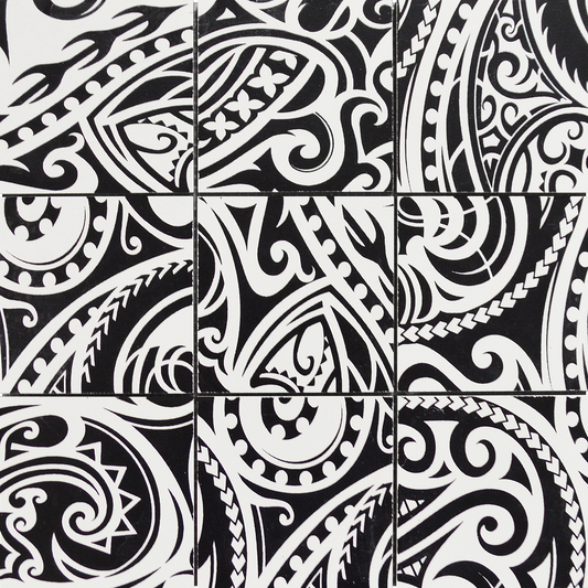 4x4 Maori Black and White Mosaic