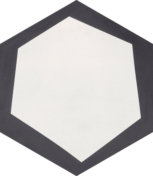 9x8 Hexagon Modern Antracite/Off White