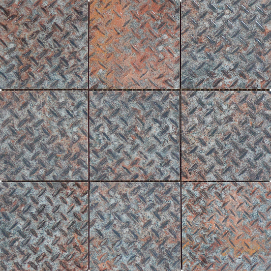 4x4 Rust Industrial Relief Glazed Mosaic