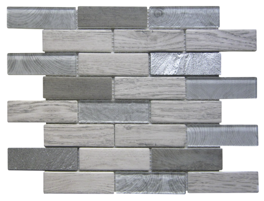 12X12 Gray Glass Rectangle Mosaic