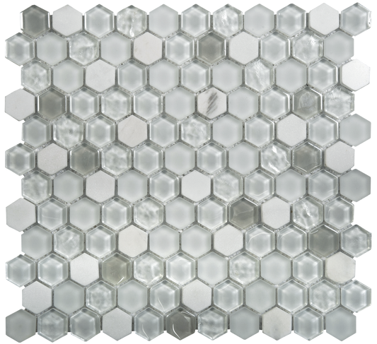 Hexagon White Glass Mosaic