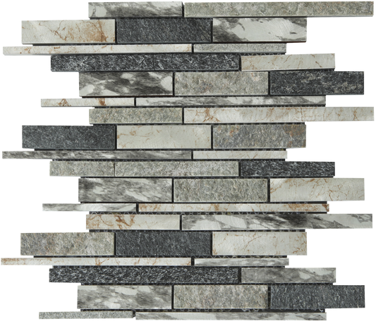 Gray/Green/Beige Mix Stone Baguette Mos