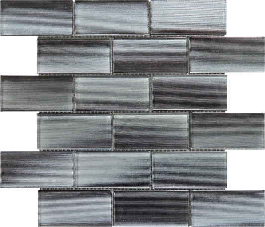 2x4 Brick Linear Dark Grey Glass Mosaic