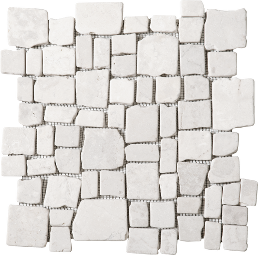 White Cubic Marble Opus Mosaic Interlocking